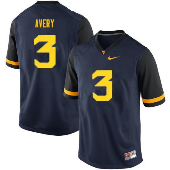 Men's West Virginia Mountaineers NCAA #3 Toyous Avery Navy Authentic Nike Stitched College Football Jersey YR15I17DK